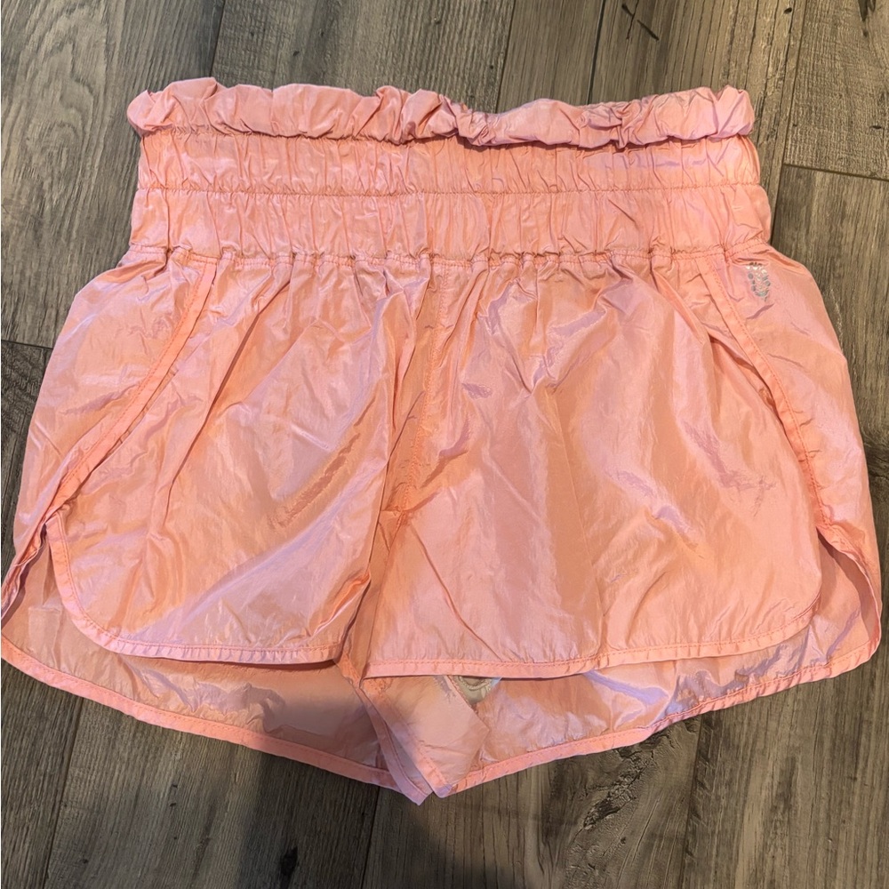 Free People Peach Athletic Shorts with Paper-Bag Waist